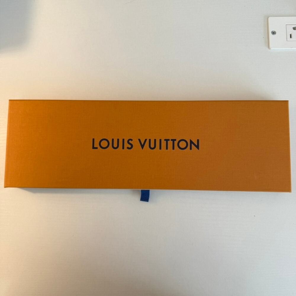 Louis Vuitton Orange Drawer-Style Gift Presentation Box Blue Ribbon Pull
